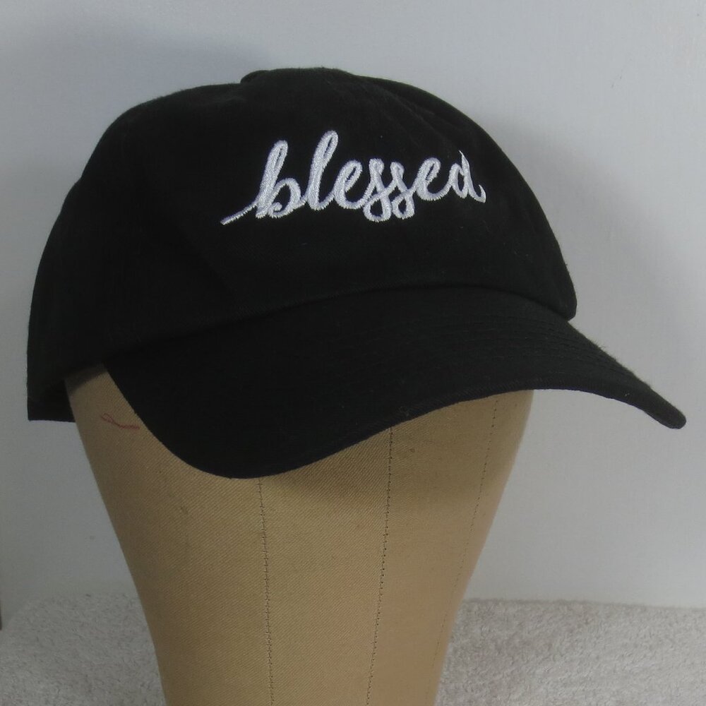 DALIX Hat Black White Blessed Embroidered Trucker Ball Cap Unisex Adjustable OS
